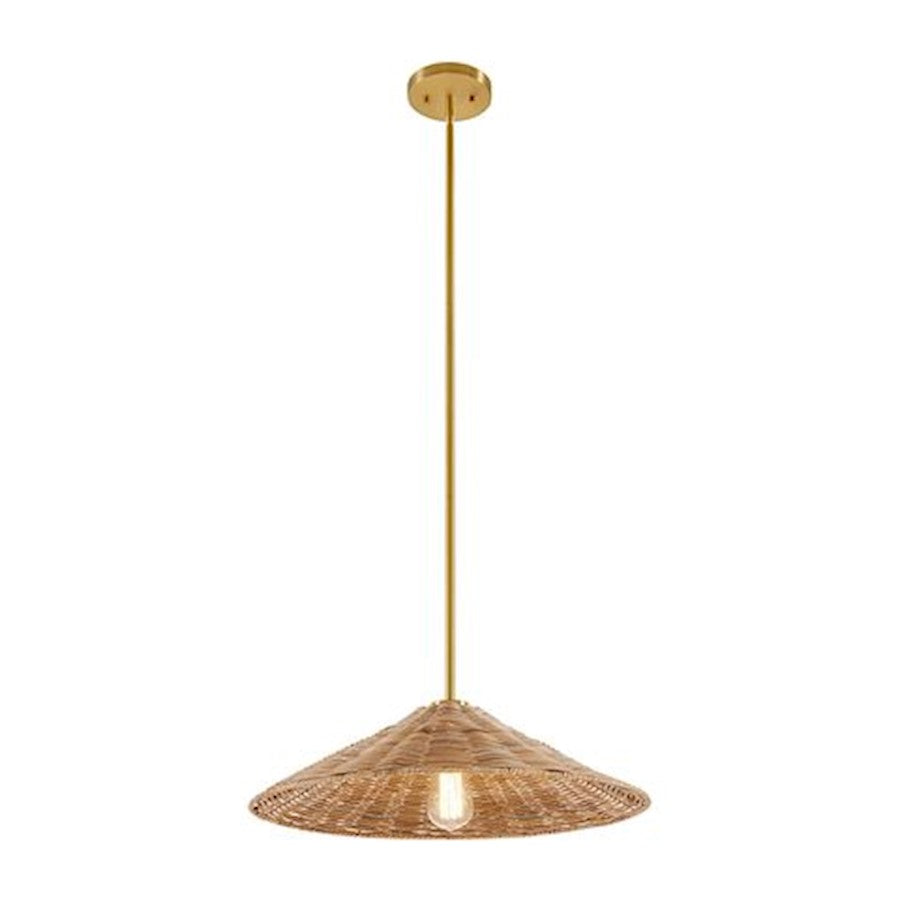 1 Light 20" Pendant, Natural Brass