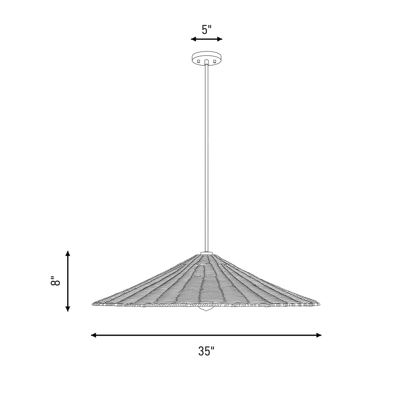 1 Light 35" Pendant, Matte Black
