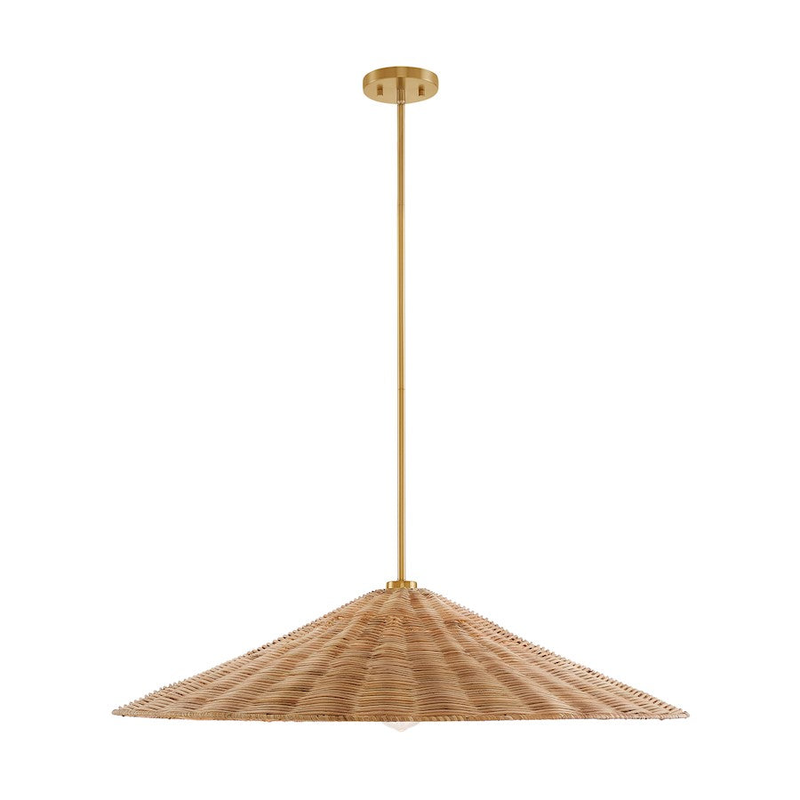 1 Light 35" Pendant, Natural Brass
