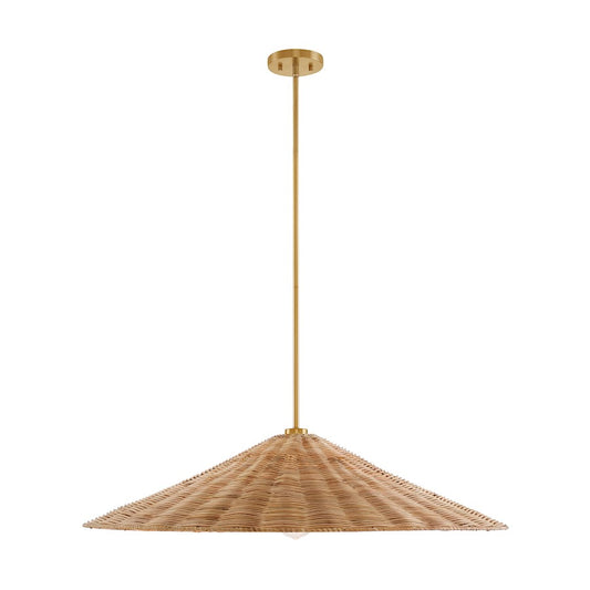 1 Light 35" Pendant, Natural Brass