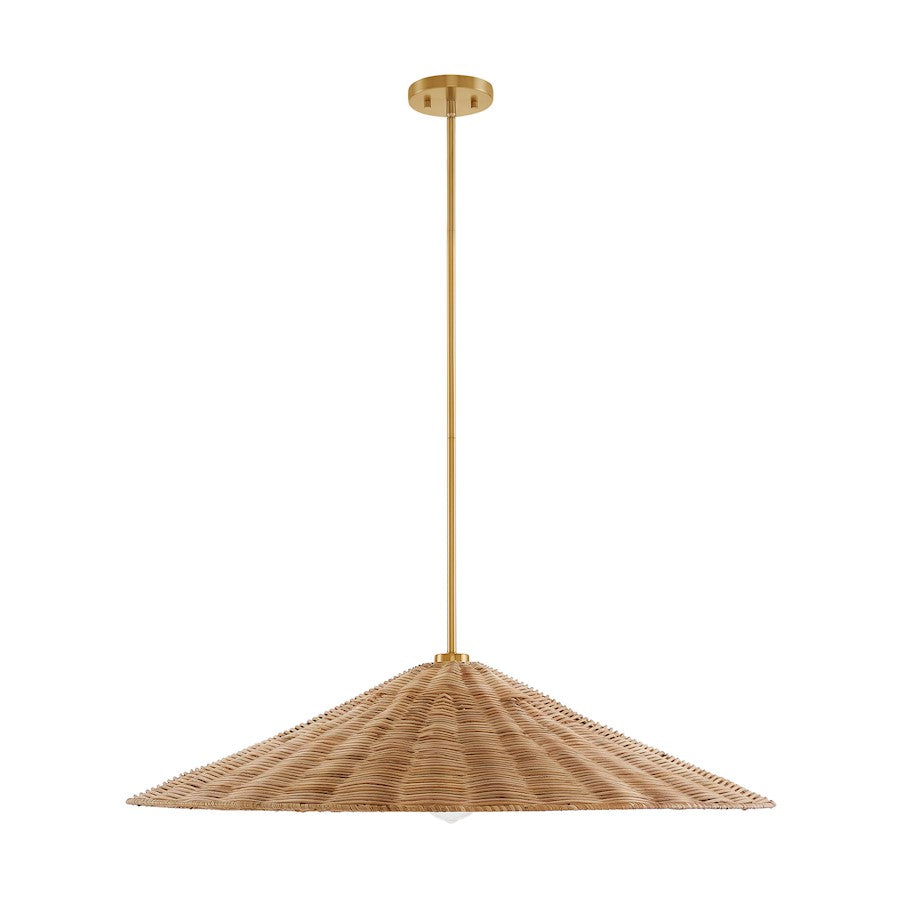 1 Light 35" Pendant, Natural Brass