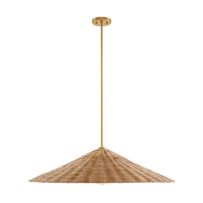 1 Light 35" Pendant, Natural Brass