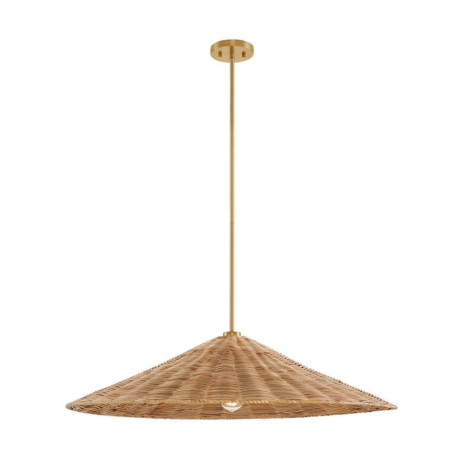 1 Light 35" Pendant, Natural Brass