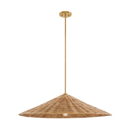 1 Light 35" Pendant, Natural Brass