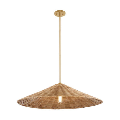 1 Light 35" Pendant, Natural Brass