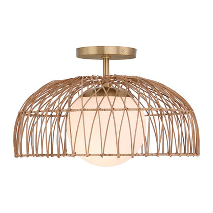 Savoy House 1-Light Convertible Pendant Or Semi-Flush, Natural Brass