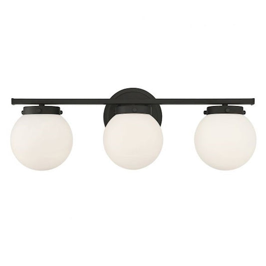 3-Light, 24" Bathroom Vanity Light, Matte Black