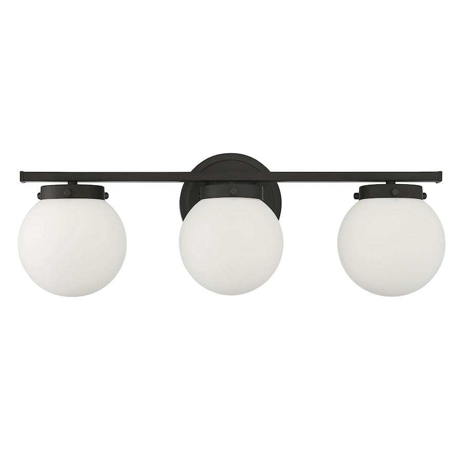 3-Light, 24" Bathroom Vanity Light, Matte Black