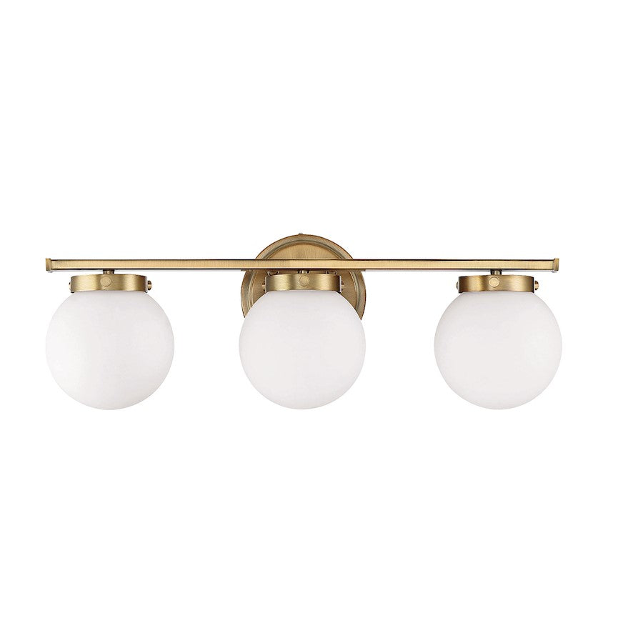 3-Light, 24" Bathroom Vanity Light, Natural Brass