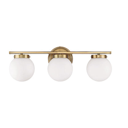 3-Light, 24" Bathroom Vanity Light, Natural Brass