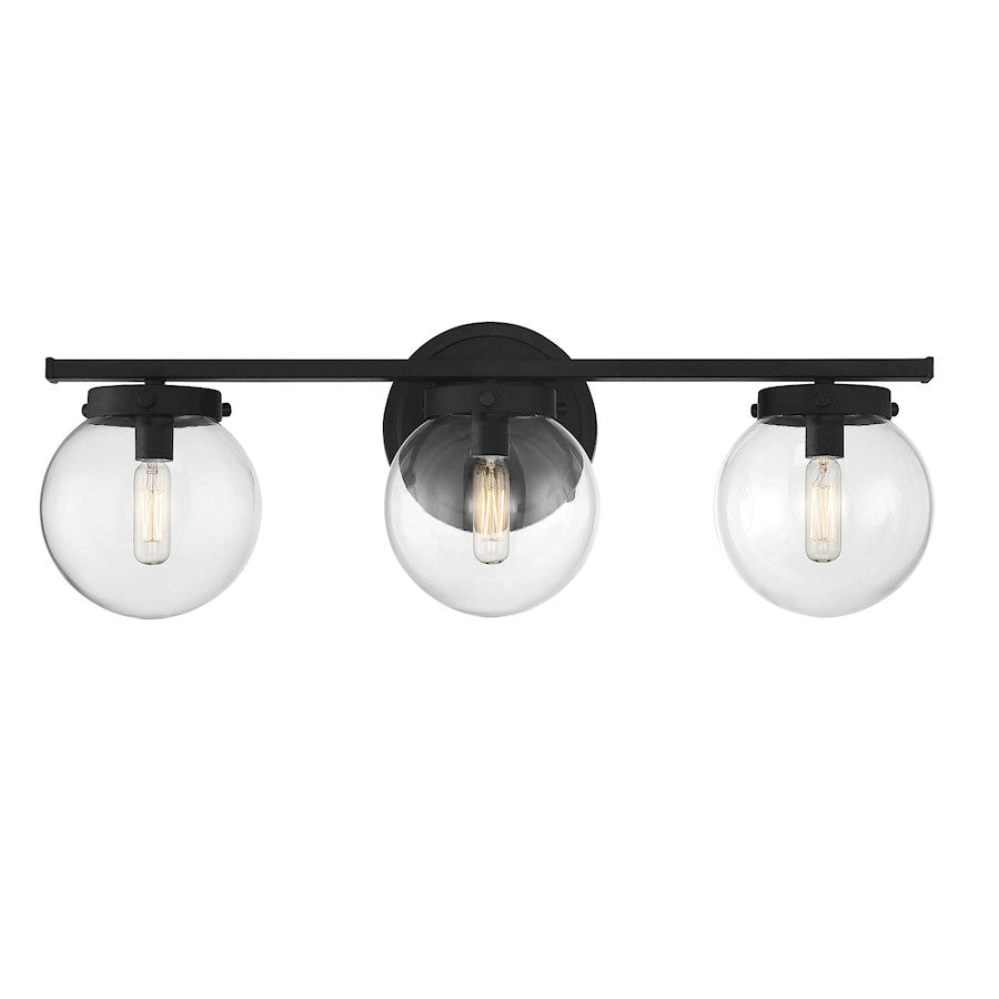 3-Light, 24" Bathroom Vanity Light, Black