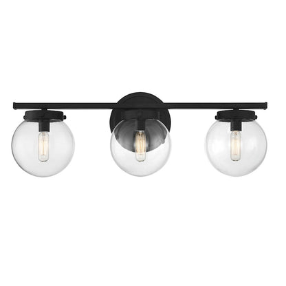 3-Light, 24" Bathroom Vanity Light, Black