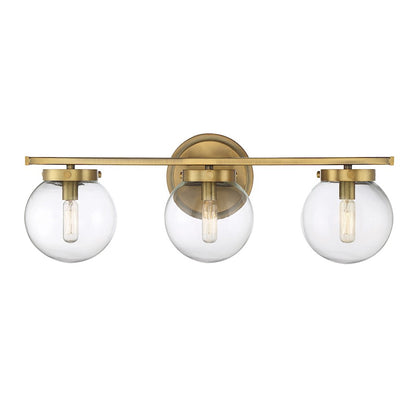 3-Light, 24" Bathroom Vanity Light, Brass