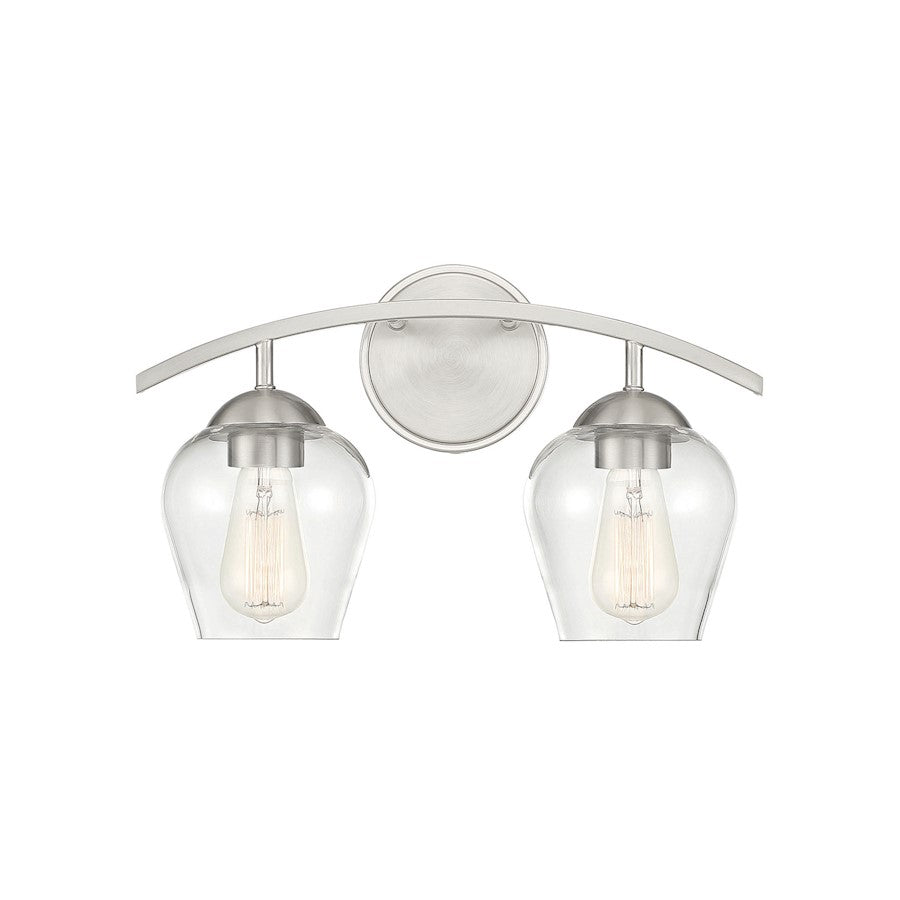 2-Light 16" Bathroom Vanity Light, Brushed Nickel