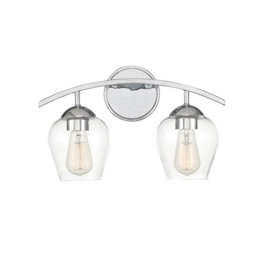 2-Light 16" Bathroom Vanity Light, Chrome