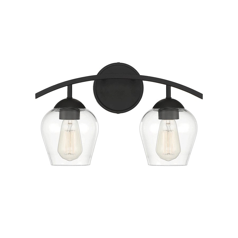 2-Light 16" Bathroom Vanity Light, Matte Black