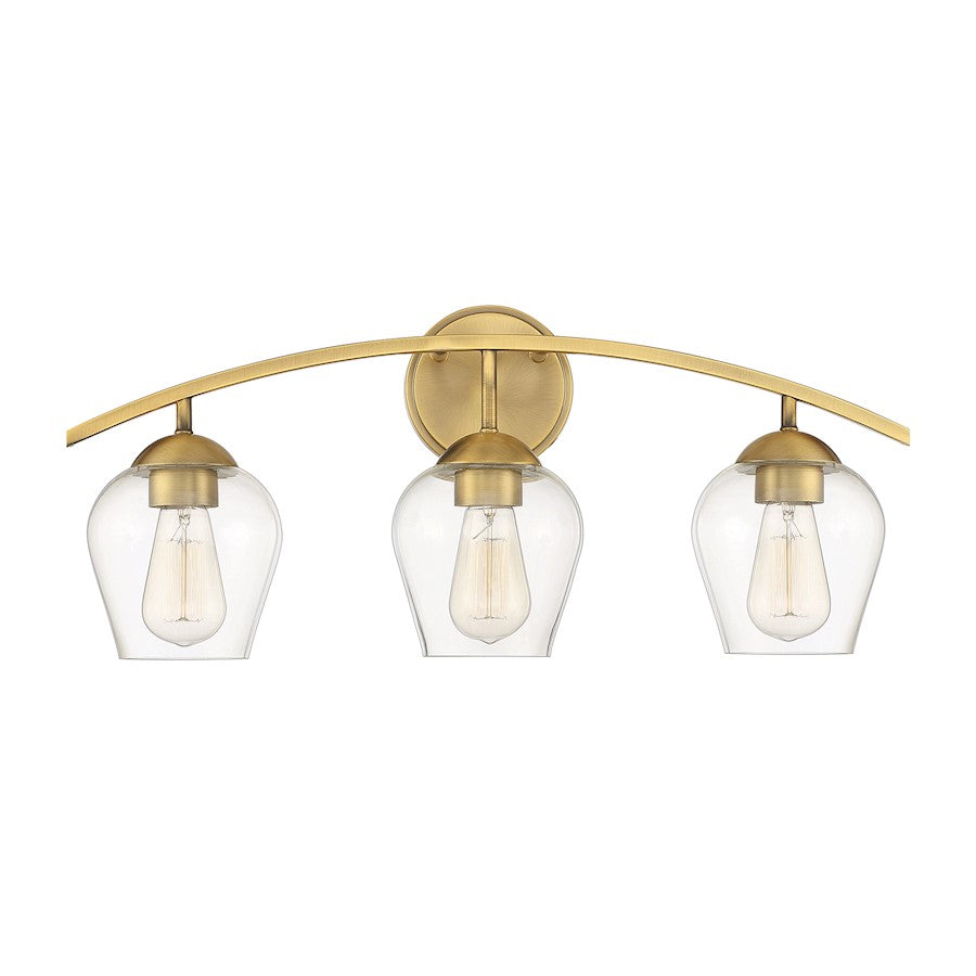 3-Light 24" Bathroom Vanity Light, Natural Brass