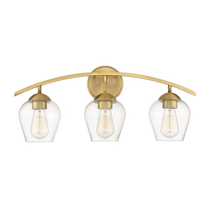 3-Light 24" Bathroom Vanity Light, Natural Brass