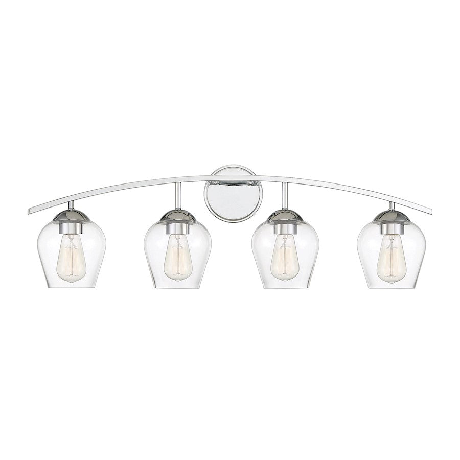 4-Light 33" Bathroom Vanity Light, Matte Black