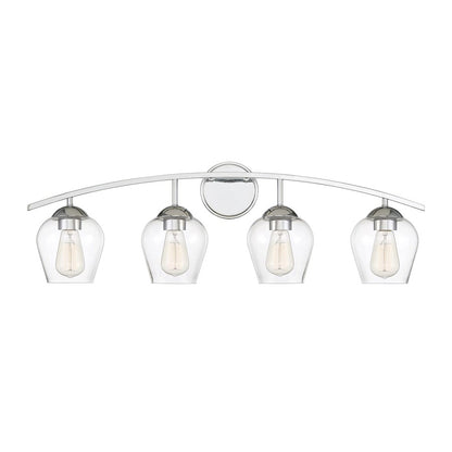 4-Light 33" Bathroom Vanity Light, Matte Black