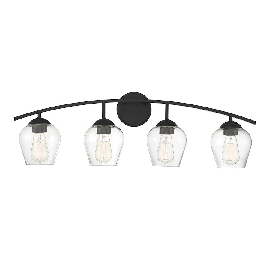 4-Light 33" Bathroom Vanity Light, Matte Black