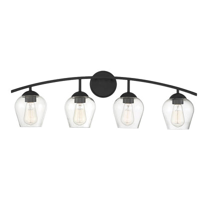 4-Light 33" Bathroom Vanity Light, Matte Black