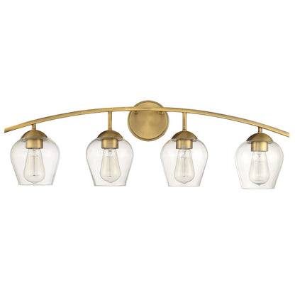 4-Light 33" Bathroom Vanity Light, Natural Brass