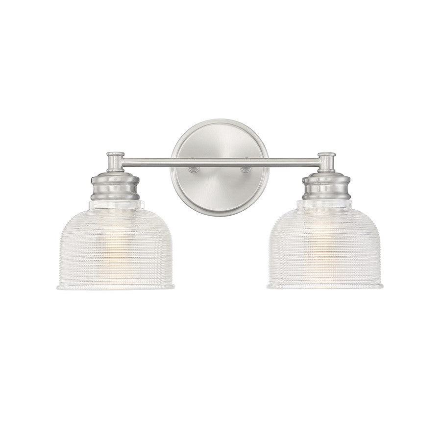 Savoy House 2-Light 16" Bathroom Vanity, Brushed Nickel/Halophane - M80034BN