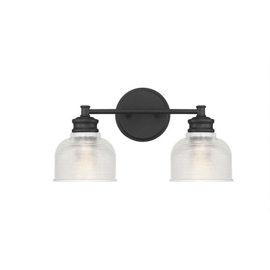 Savoy House 2-Light 16" Bathroom Vanity Light, Matte Black/Halophane - M80034MBK