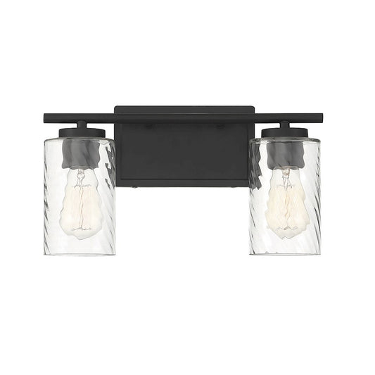 Savoy House 2-Light 15" Bathroom Vanity Light, Matte Black/Swirl - M80037MBK