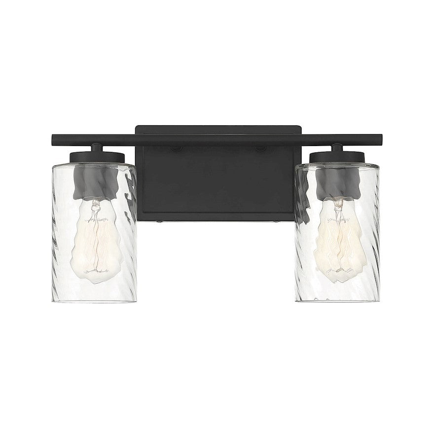 2-Light, 15" Bathroom Vanity Light, Matte Black
