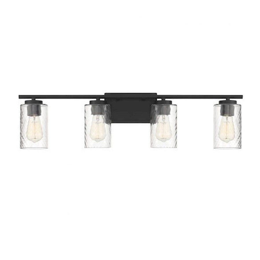 4-Light, 32" Bathroom Vanity Light, Matte Black