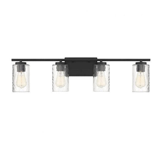 4-Light, 32" Bathroom Vanity Light, Matte Black