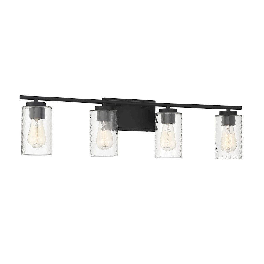 4-Light, 32" Bathroom Vanity Light, Matte Black