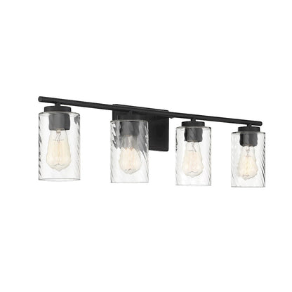 4-Light, 32" Bathroom Vanity Light, Matte Black