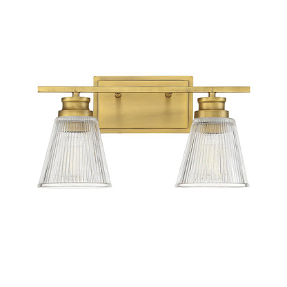 2-Light, 16" Bathroom Vanity Light, Brass