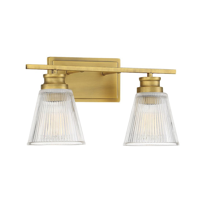 2-Light, 16" Bathroom Vanity Light, Brass