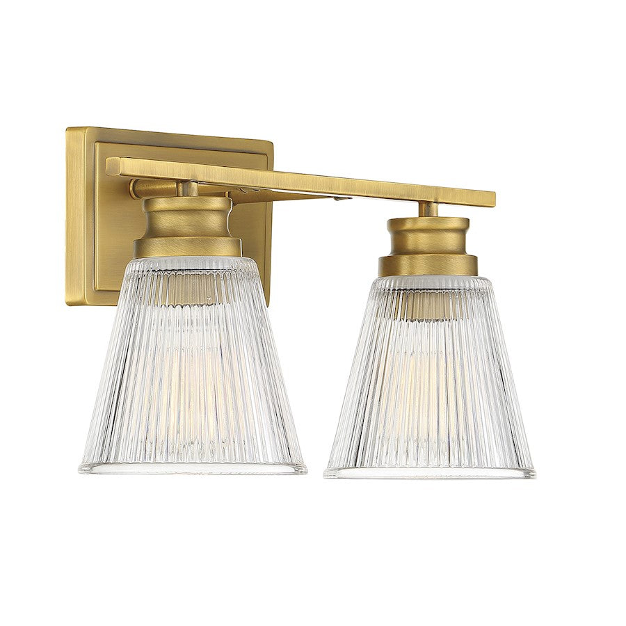 2-Light, 16" Bathroom Vanity Light, Brass