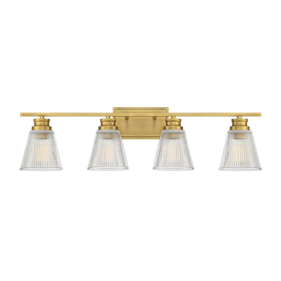 Savoy House 4-Light 32" Bathroom Vanity Light, Natural Brass/Ribbed - M80042NB