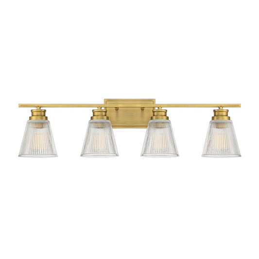 Savoy House 4-Light 32" Bathroom Vanity Light, Natural Brass/Ribbed - M80042NB