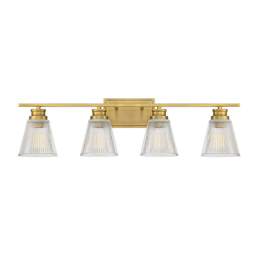 Savoy House 4-Light 32" Bathroom Vanity Light, Natural Brass/Ribbed - M80042NB