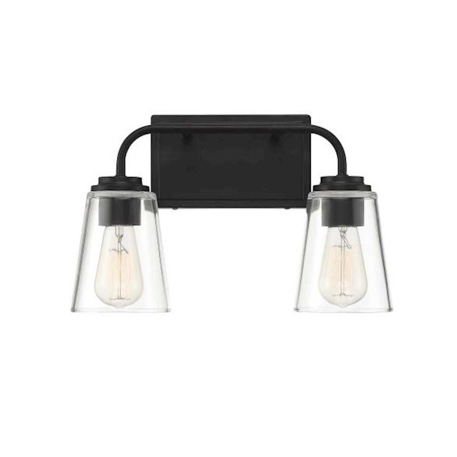 2-Light 15" Bathroom Vanity Light, Matte Black