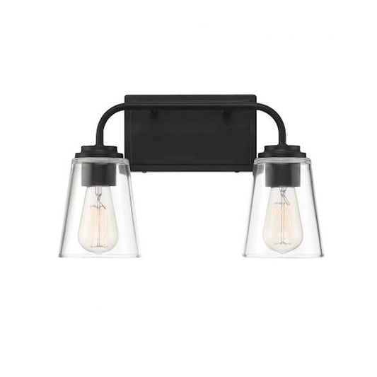 2-Light 15" Bathroom Vanity Light, Matte Black