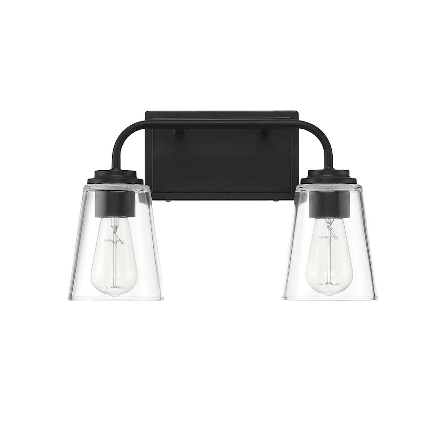 2-Light 15" Bathroom Vanity Light, Matte Black