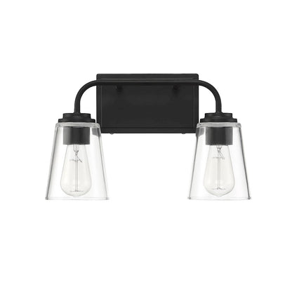 2-Light 15" Bathroom Vanity Light, Matte Black