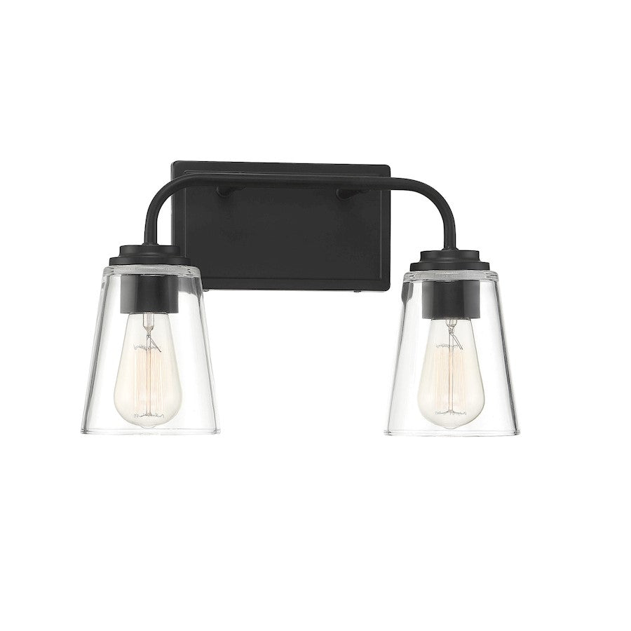 2-Light 15" Bathroom Vanity Light, Matte Black