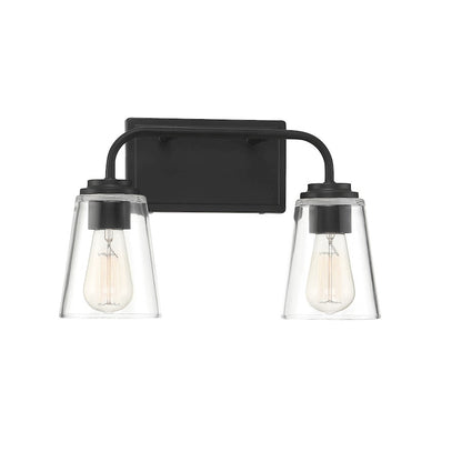 2-Light 15" Bathroom Vanity Light, Matte Black