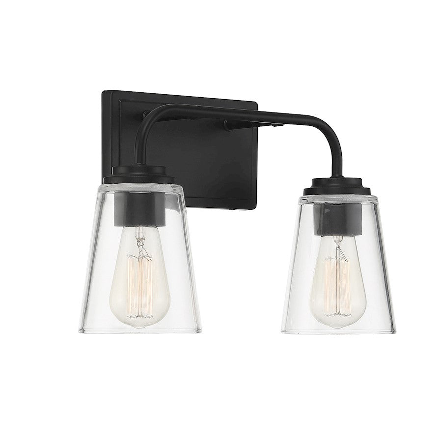 2-Light 15" Bathroom Vanity Light, Matte Black