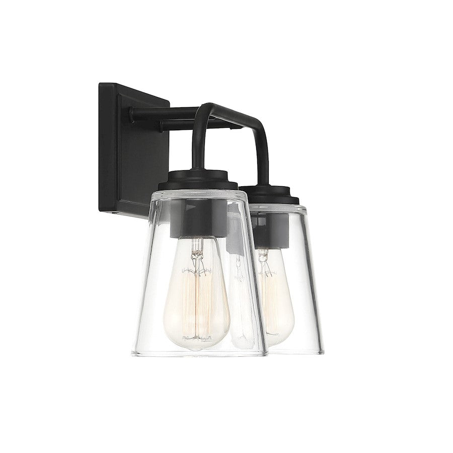 2-Light 15" Bathroom Vanity Light, Matte Black