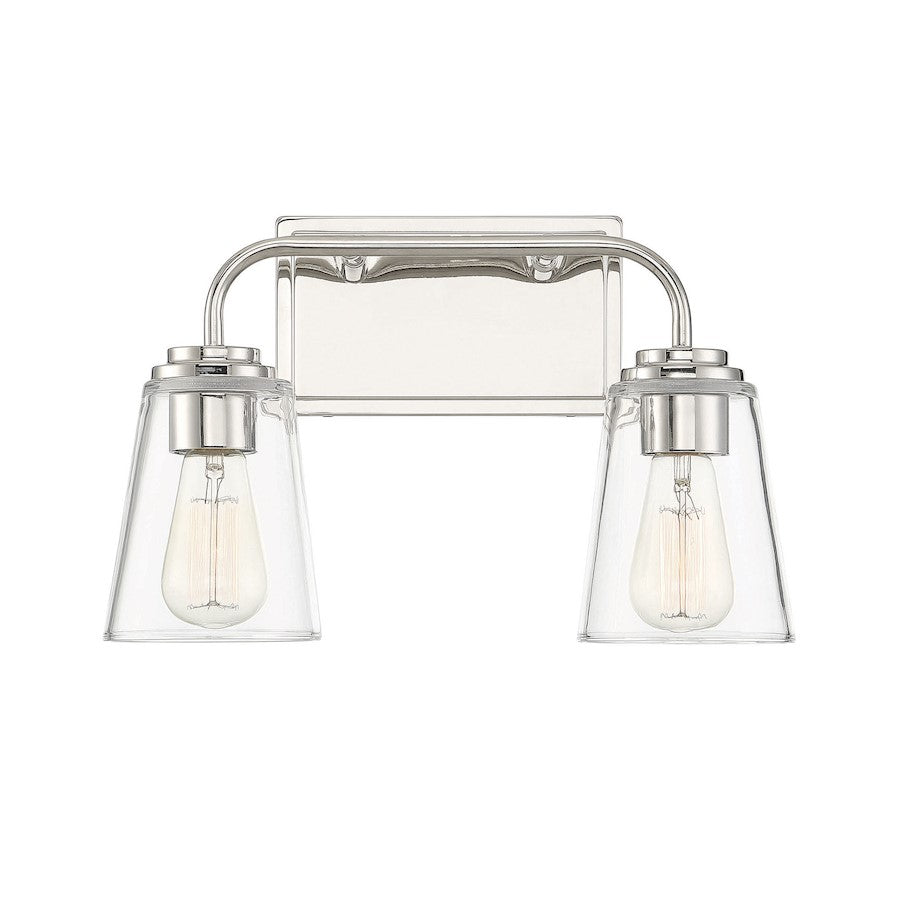 2-Light 15" Bathroom Vanity Light, Polished Nickel
